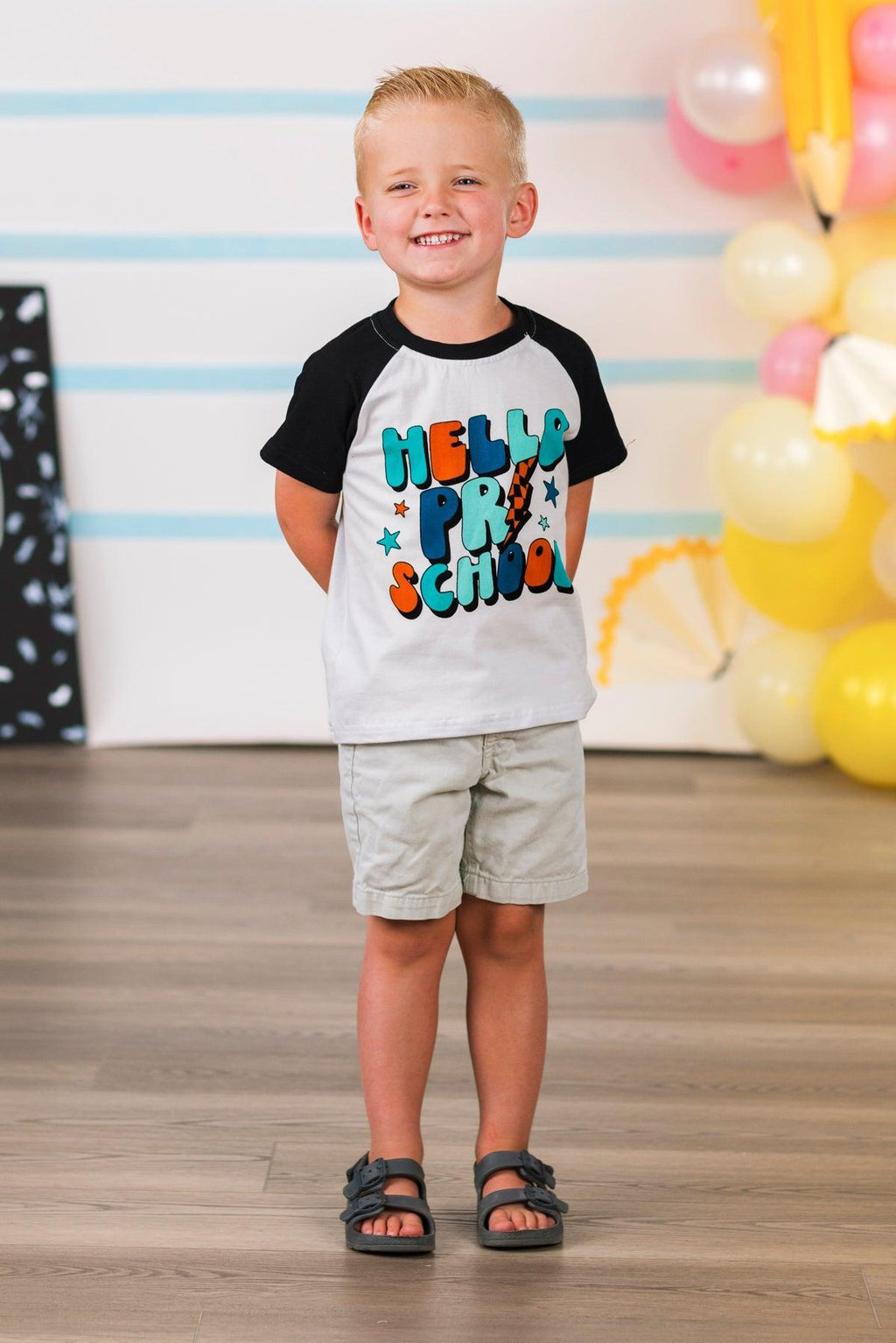 "Hello Preschool - Fifth Grade" Black & White Top