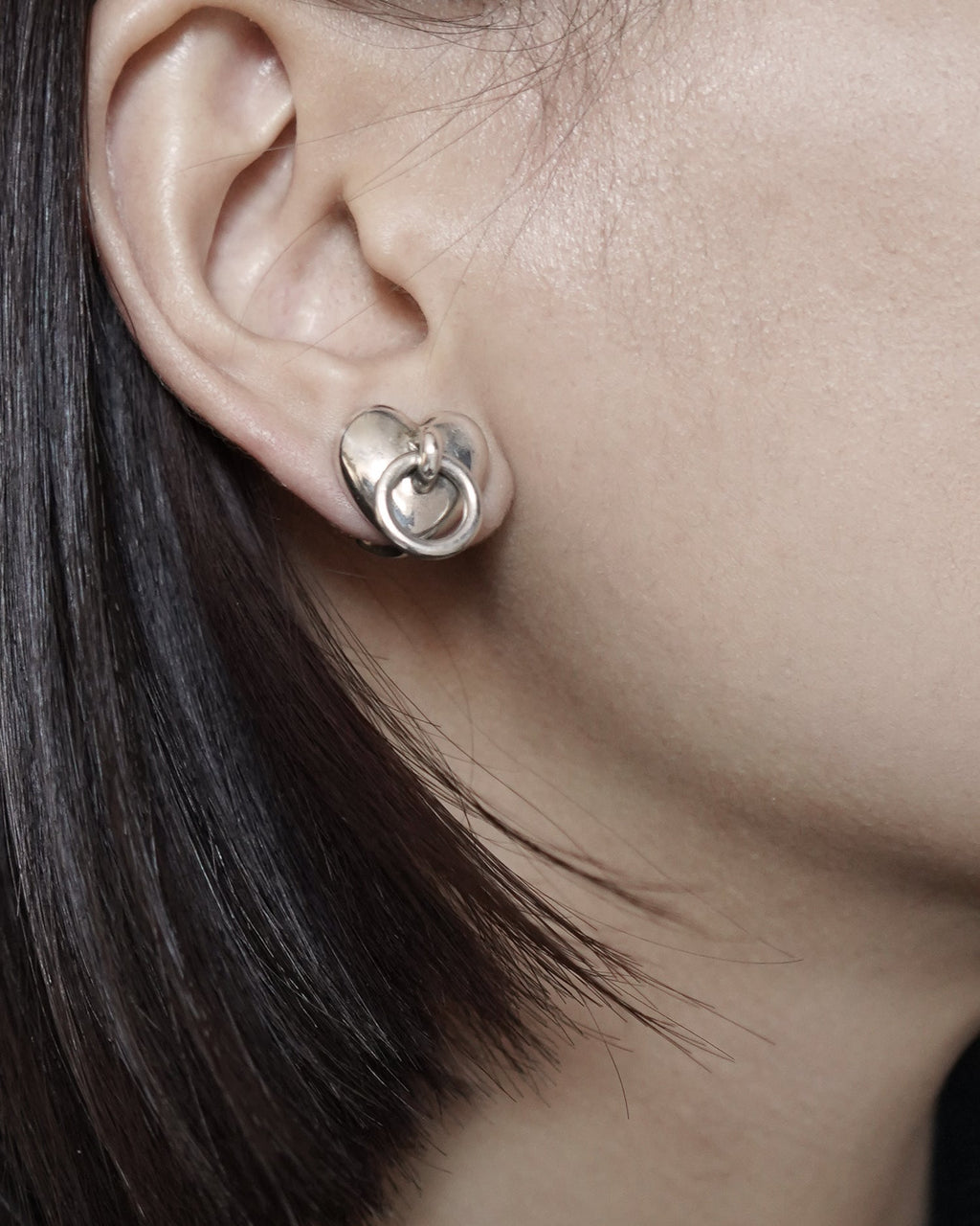 Silver Heart Knock Clip-On Earrings