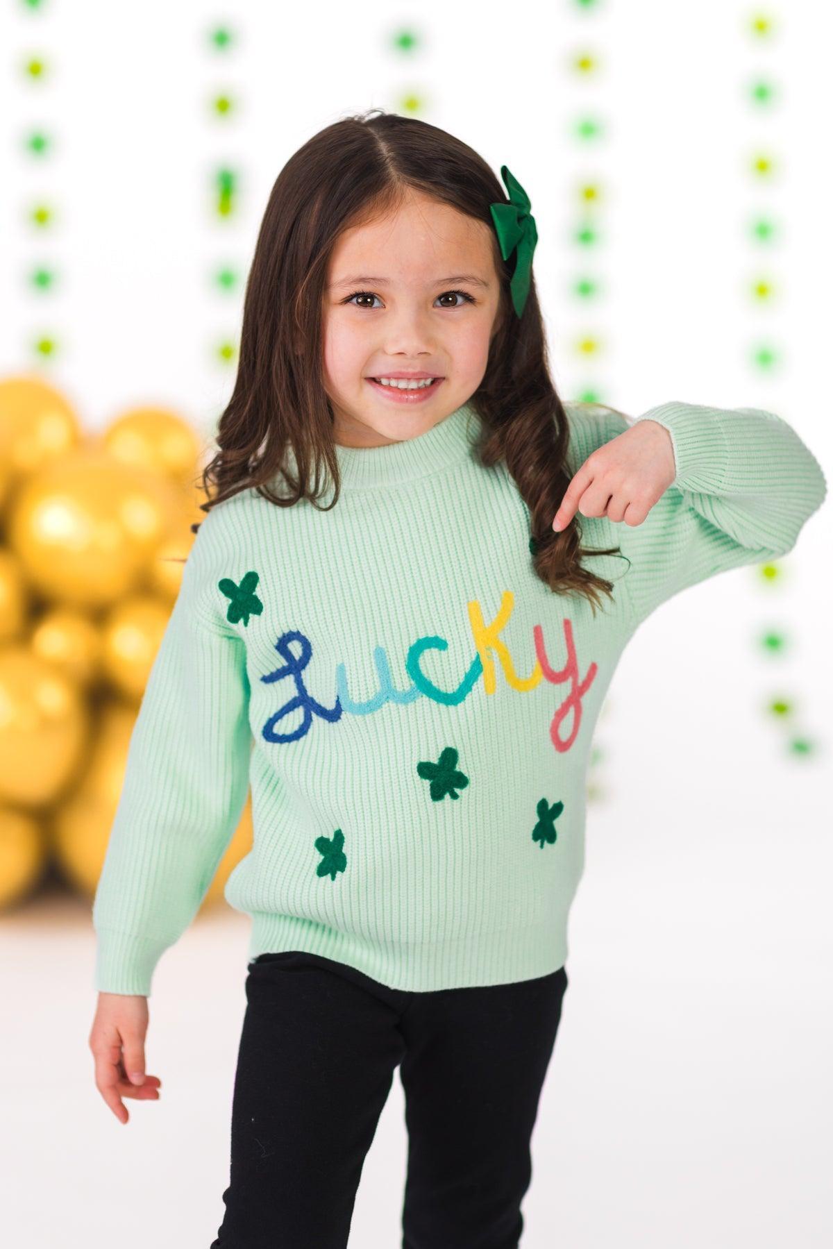 Mom & Me - "Lucky" Mint Knit Sweater