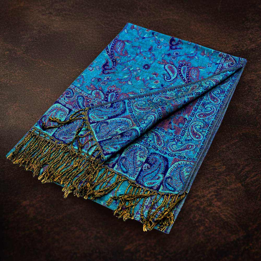 Paisley Pattern Fringe Pashmina Reversible Scarf Shawl