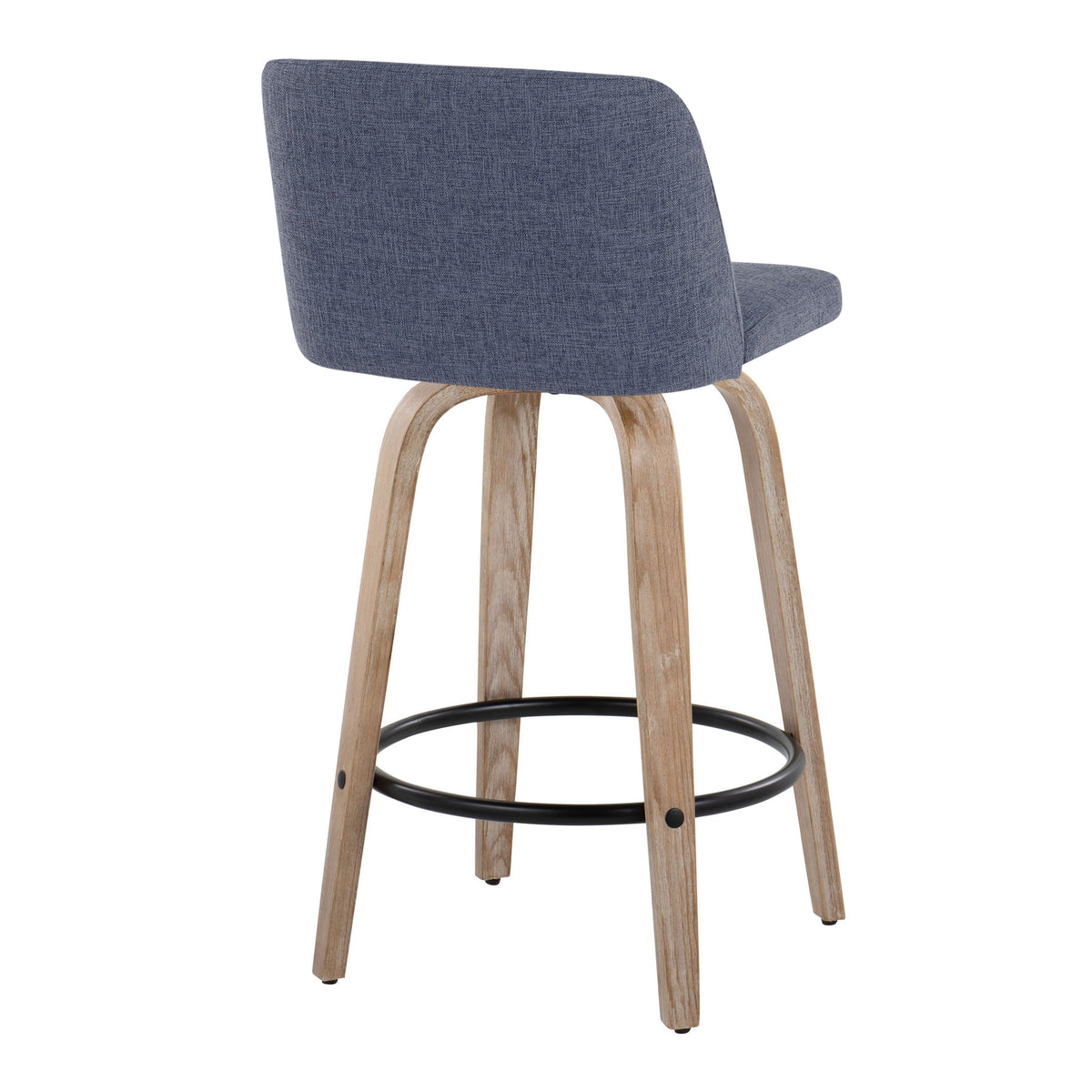Contemporary Swivel Counter Stools with Round Footrests Set of 2