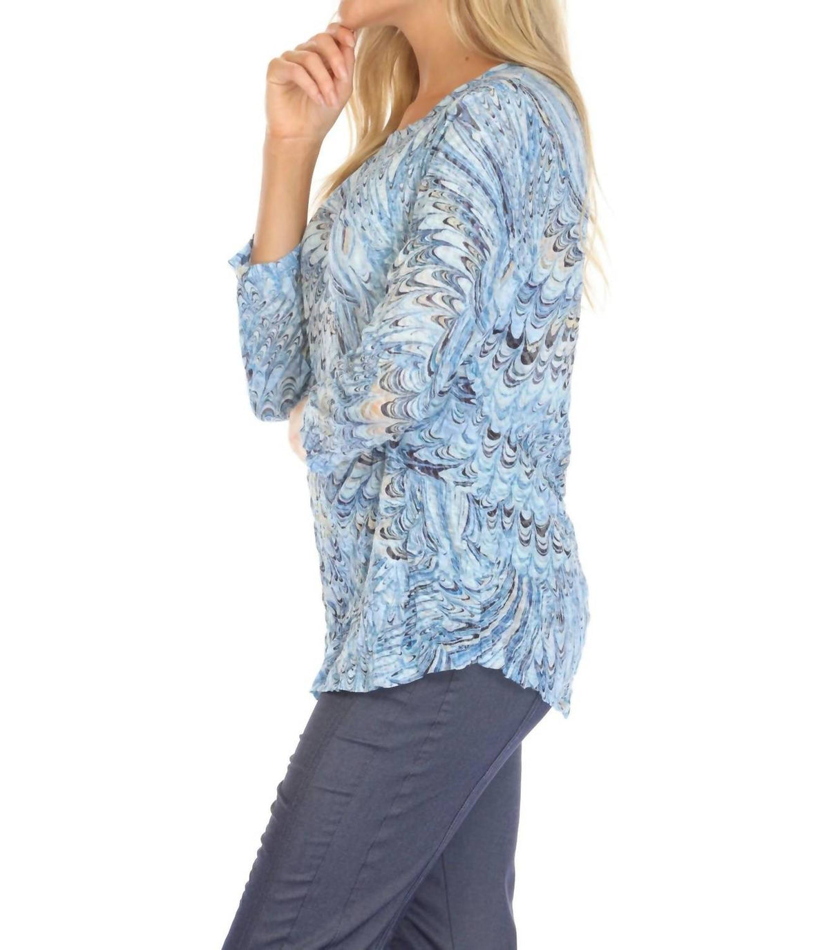 Round Neck Top In Ocean Splash