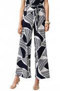 Geometric High Waist Wide Leg Pants In Vanilla/multi