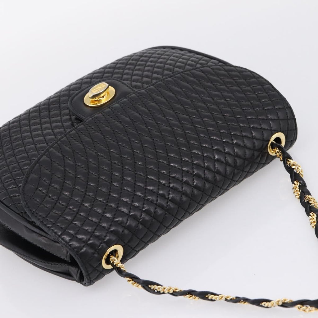 Bally Vintage Chain Quilted Leather Leather Shoulder Bag Bag (Pre-Owned)