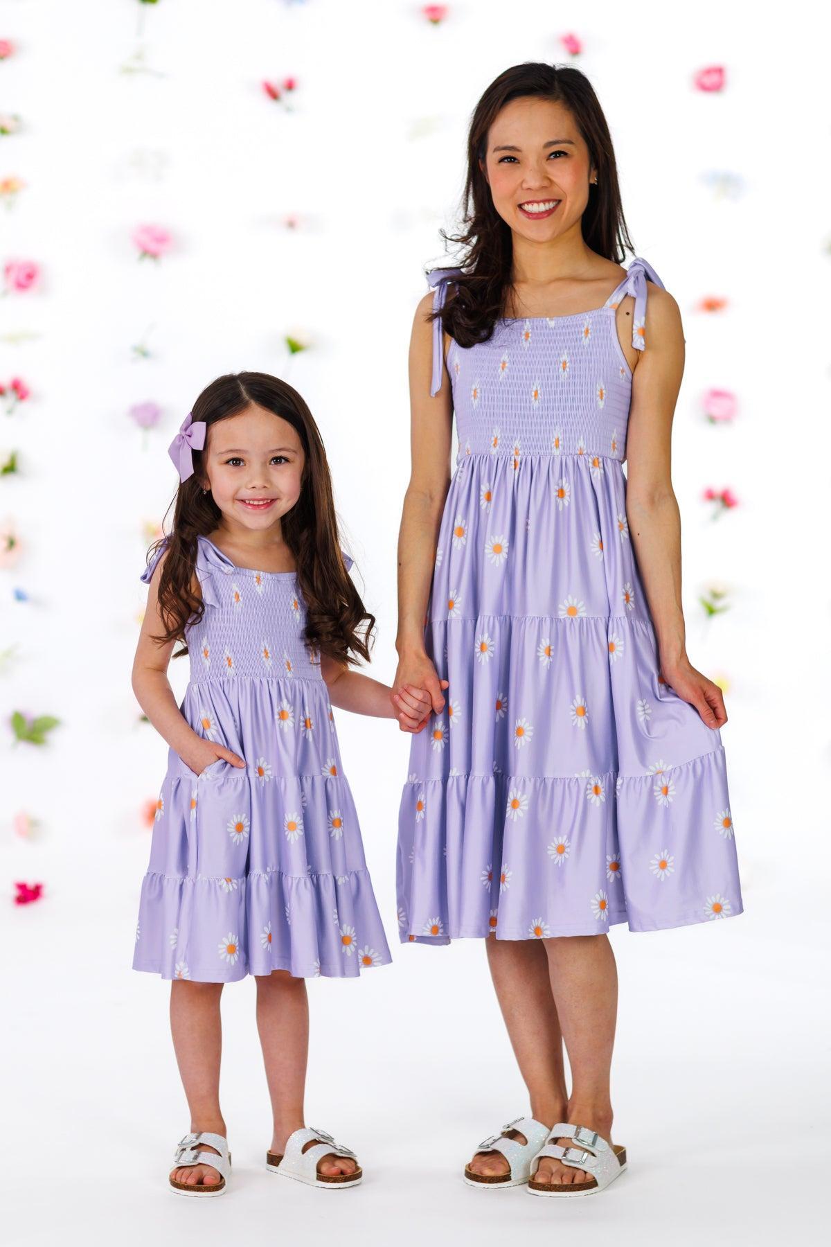 Mom & Me - Lavender Ruffle Daisy Tank Dress