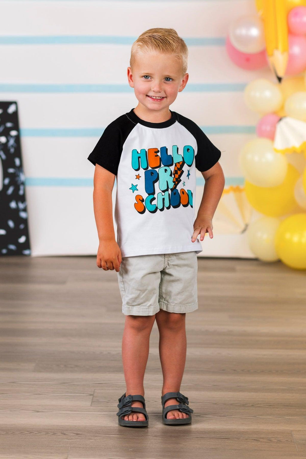 "Hello Preschool - Fifth Grade" Black & White Top