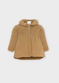 Baby Girls Knit Coat In Camel
