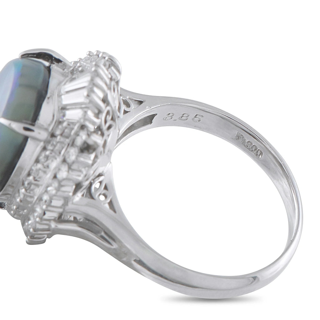 LB Exclusive Platinum 0.80ct Diamond and Black Opal Ring MF01-080326