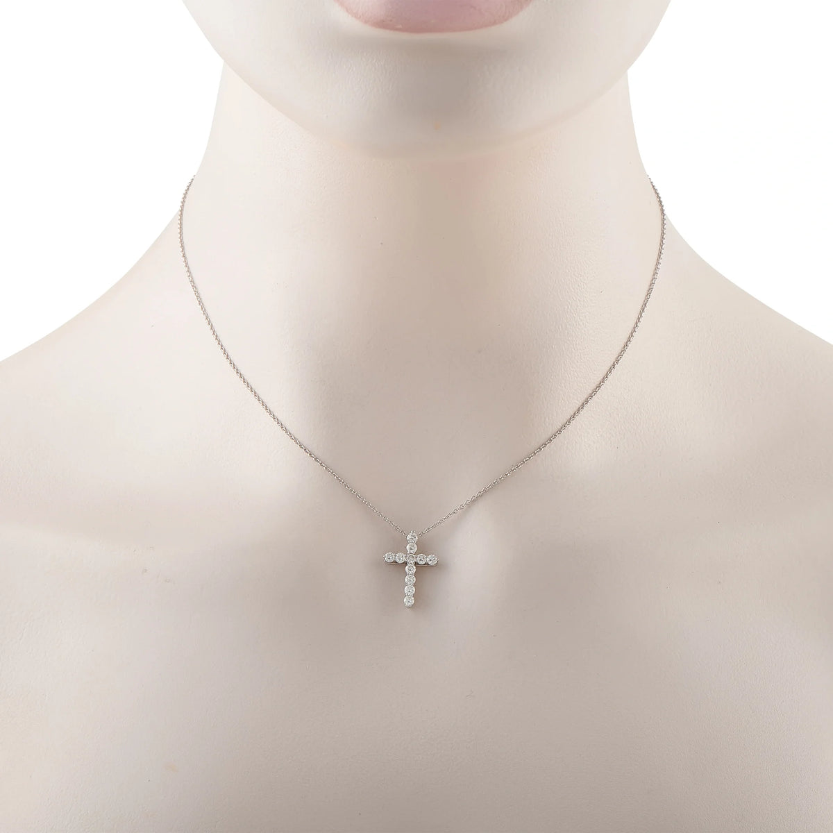 Tiffany & Co. Tiffany & Co. Platinum 0.42ct Diamond Cross Pendant Necklace Ti06-100526