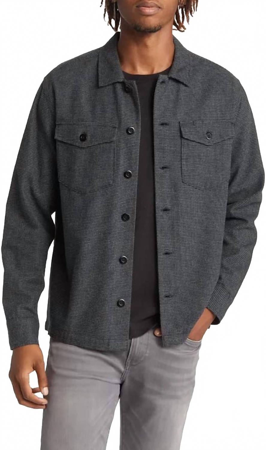 Kerouac Shirt Jacket In Charcoal Black Houndstooth