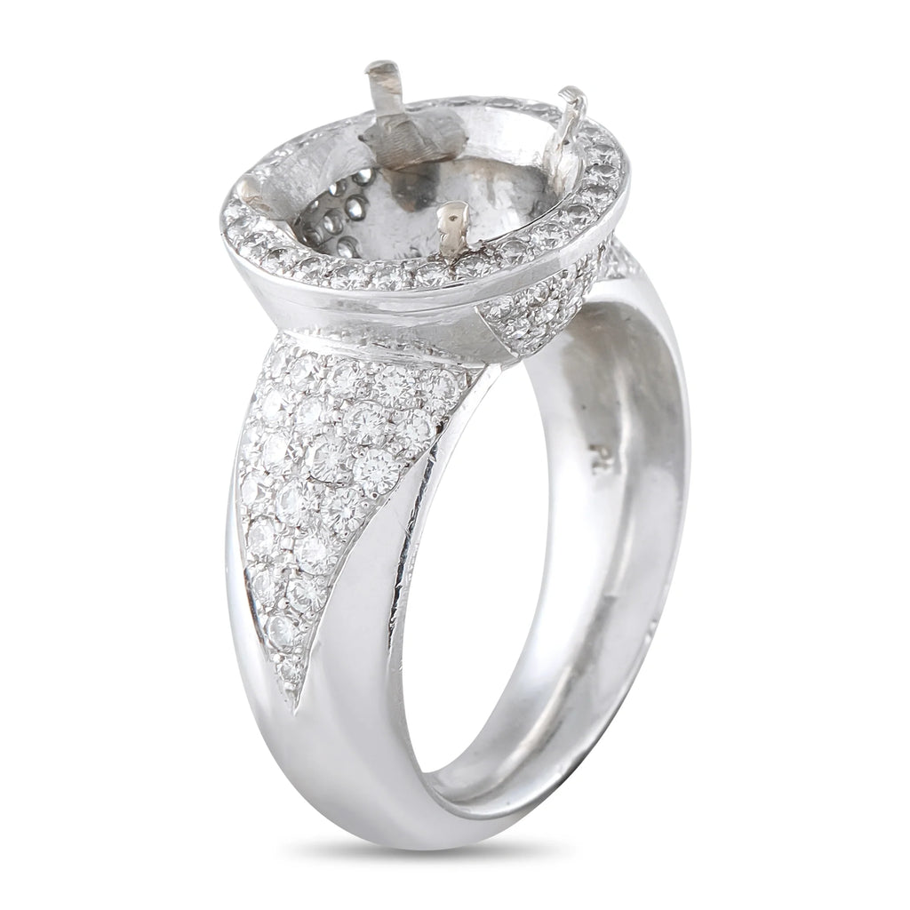 LB Exclusive Platinum 1.30ct Diamond Halo Mounting Ring MF20-082026