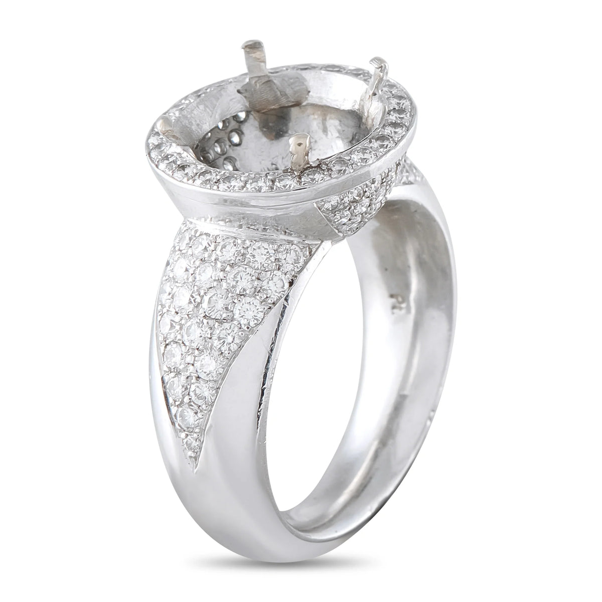 LB Exclusive Platinum 1.30ct Diamond Halo Mounting Ring MF20-082026