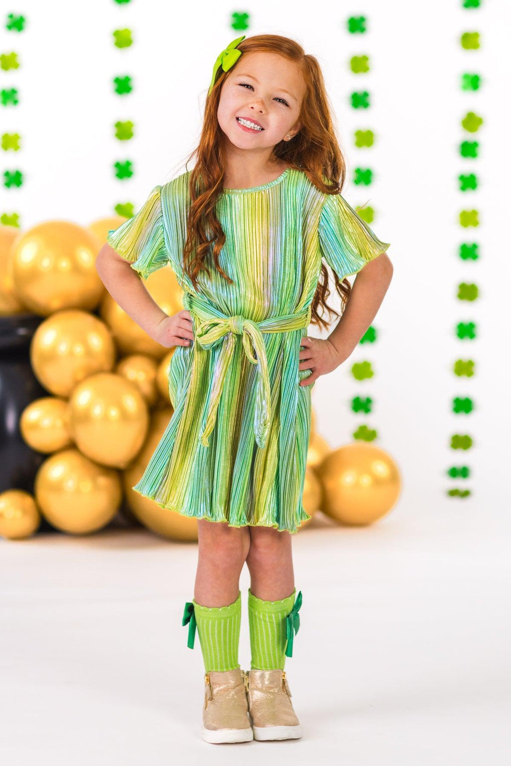 Green Metallic Glitter Dress