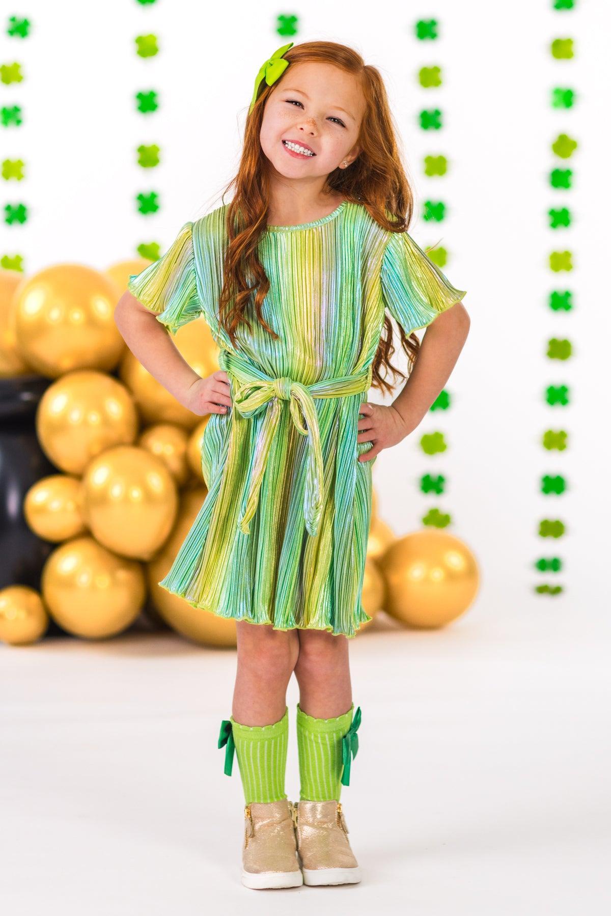 Green Metallic Glitter Dress