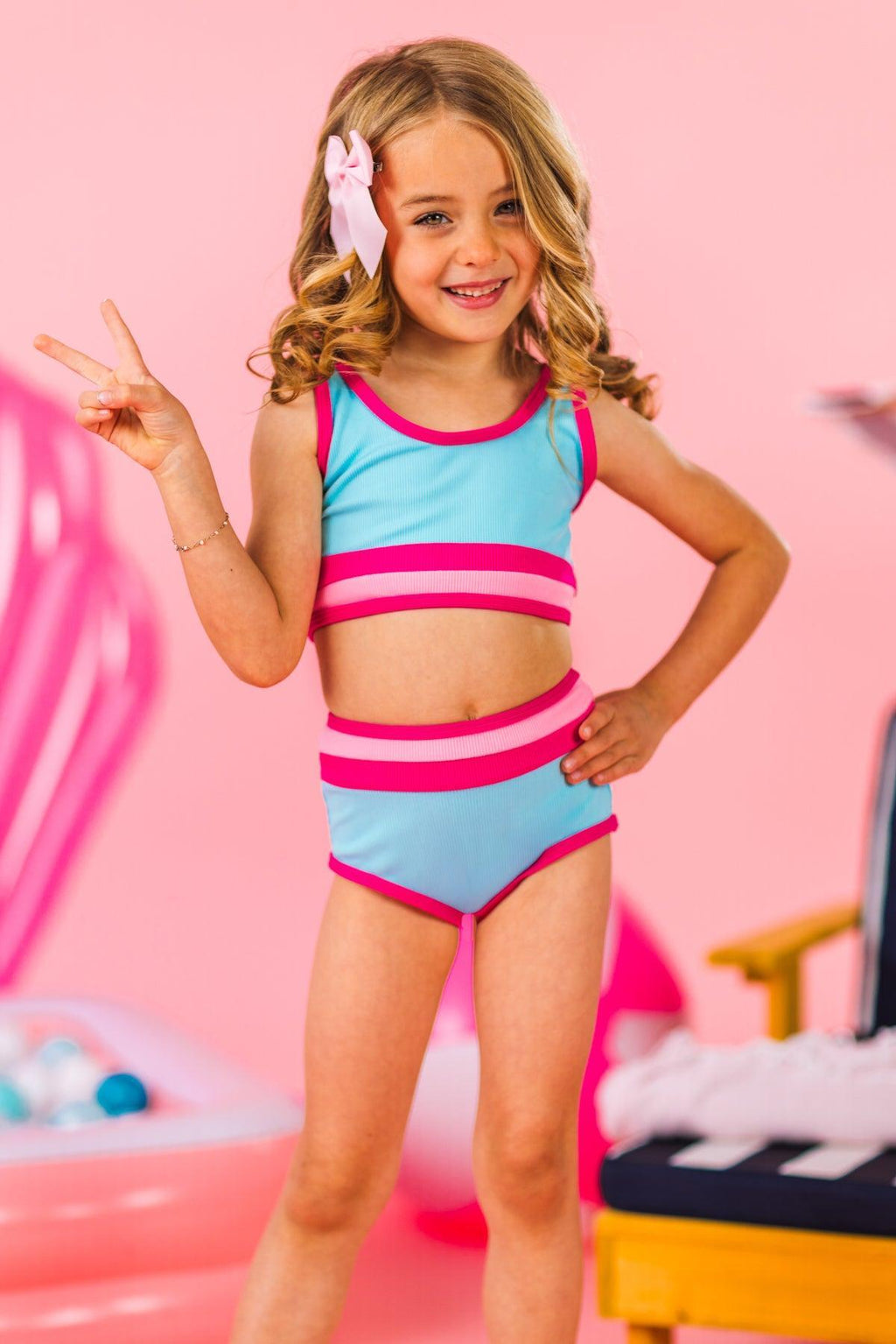 Mom & Me - Blue & Pink Stripe Bikini