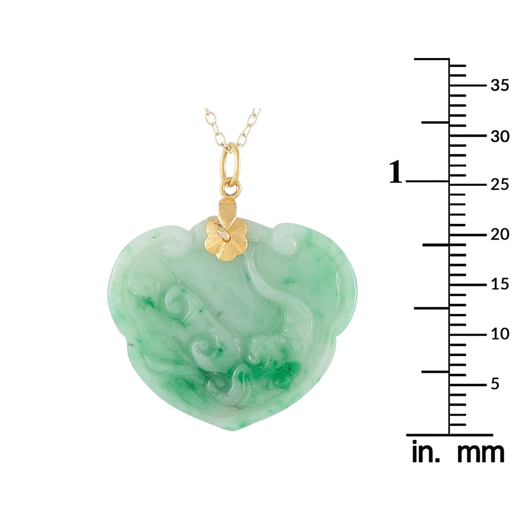 LB Exclusive 14K Yellow Gold Carved Jade Pendant Necklace MF07-092226
