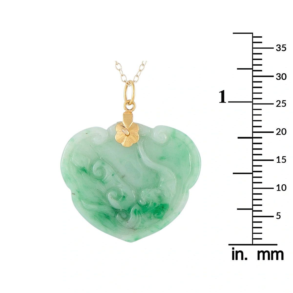 LB Exclusive 14K Yellow Gold Carved Jade Pendant Necklace MF07-092226