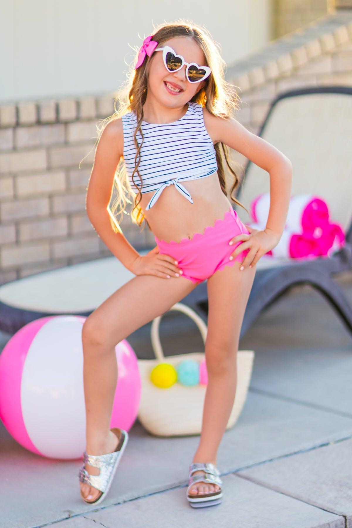 Mom & Me - Hot Pink Stripe Bikini