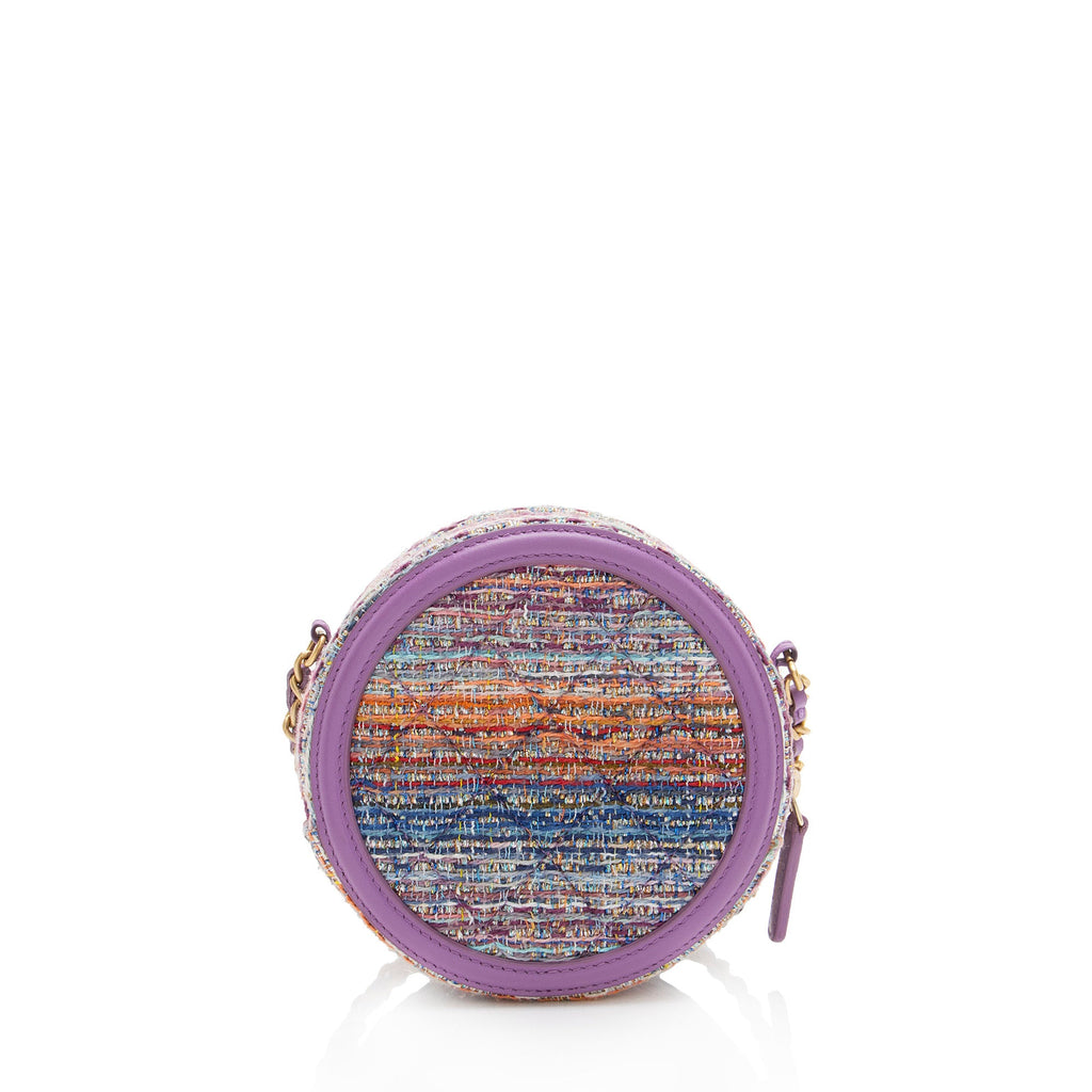 Chanel Tweed CC Filigree Round Clutch with Chain