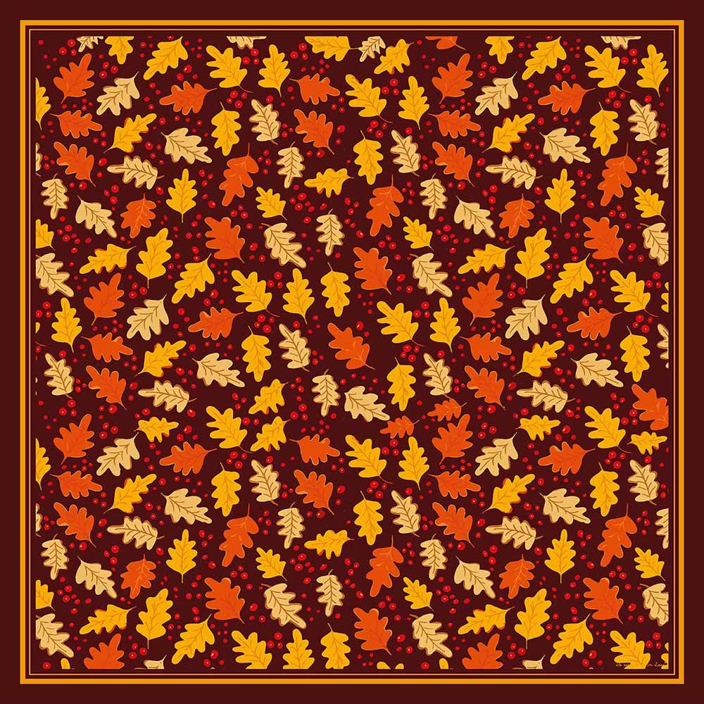 Fall Leaves Pattern Print Square Scarf