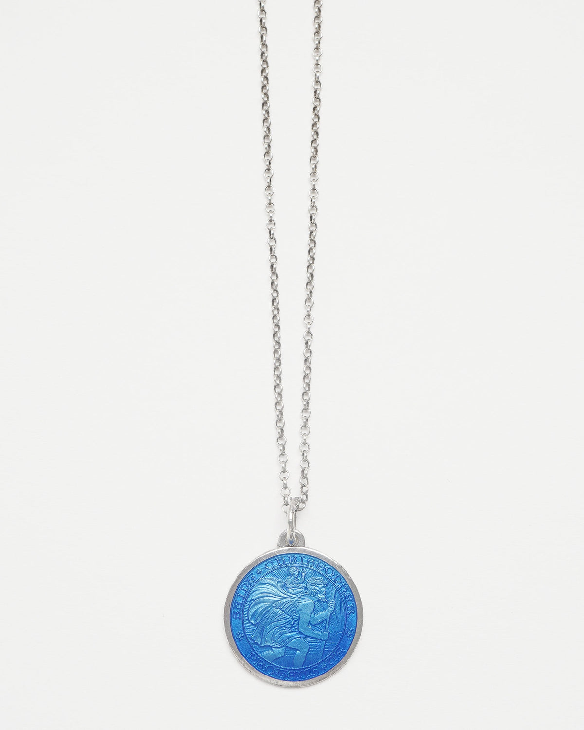Silver Chain Necklace w/ Saint Christopher Charm