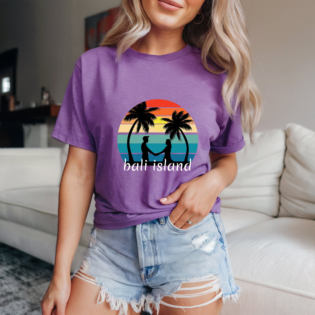 Couple On Vacation Women's Cartoon Cute Short Sleeves