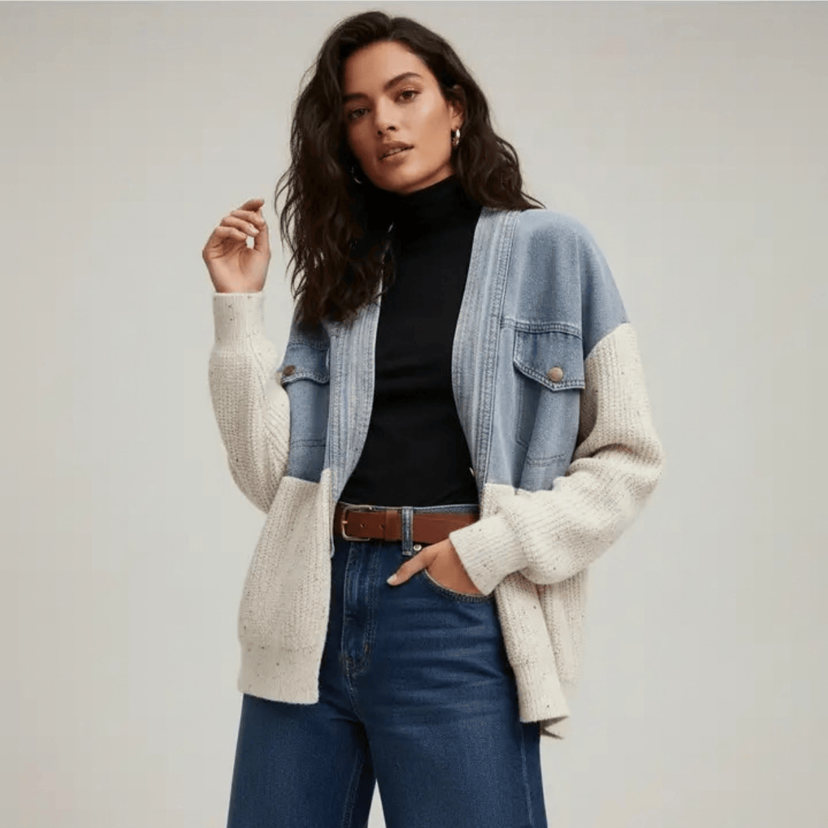 Denim Sweater Jacket
