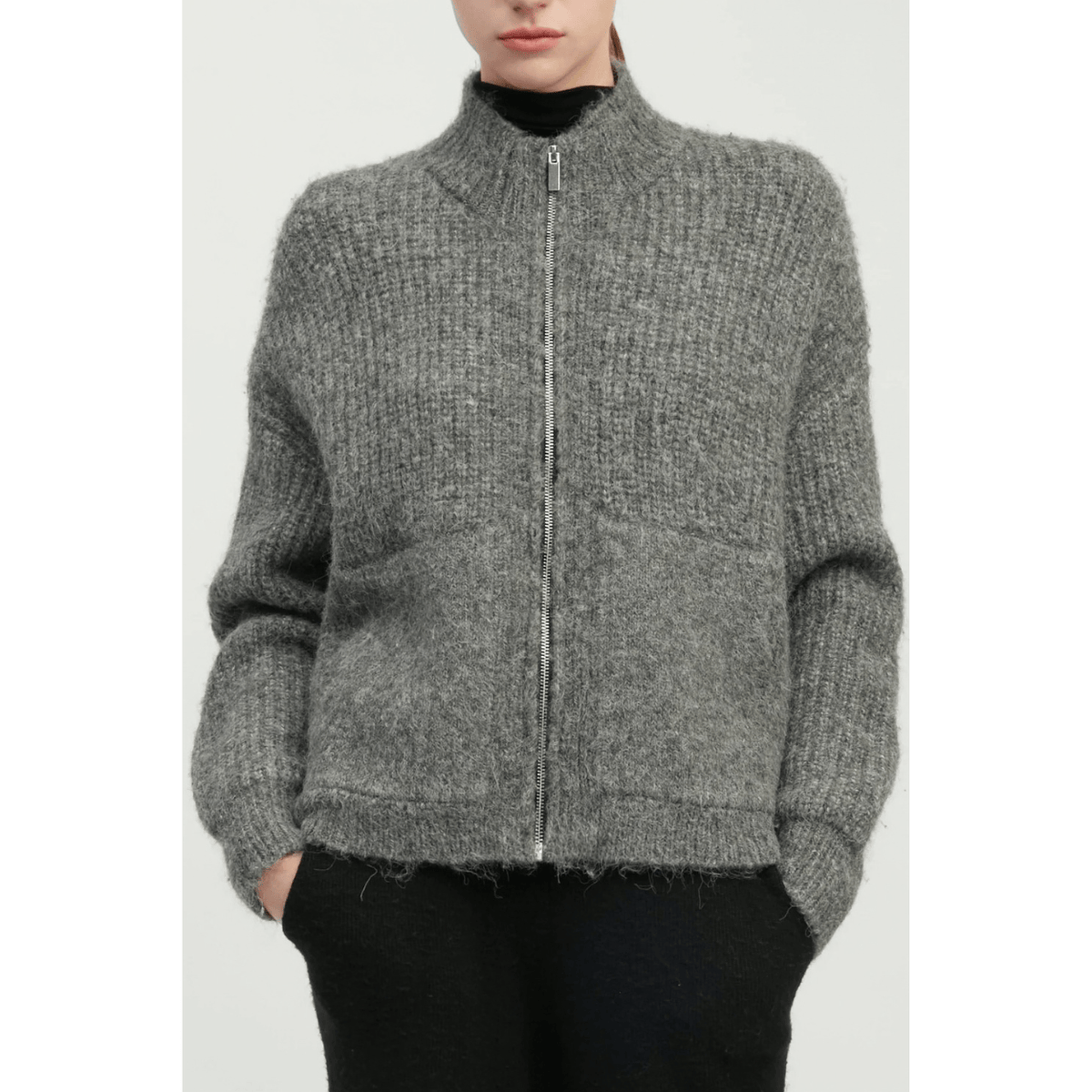 Alpaca Bomber Zip Cardigan