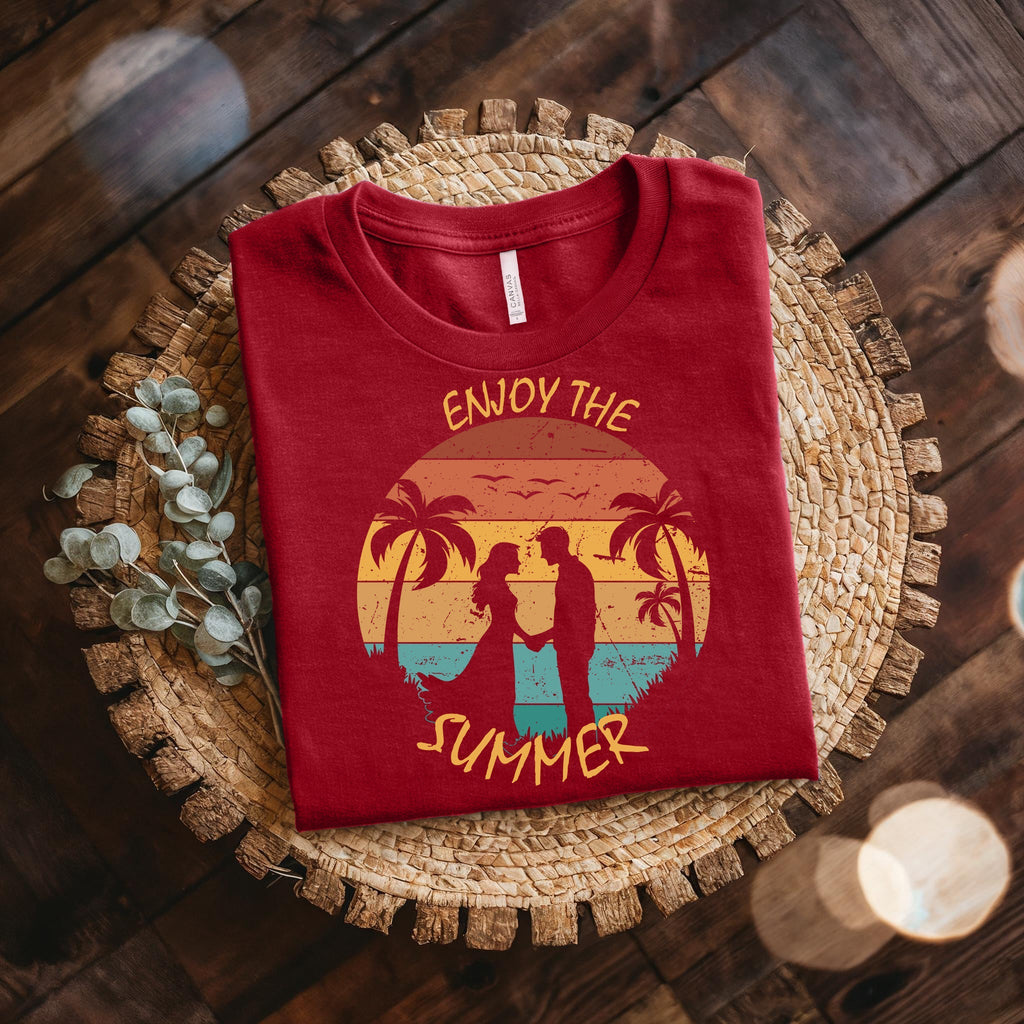 Couple On Vacation Unisex Cotton Comfortable Breathable Short Sleeve