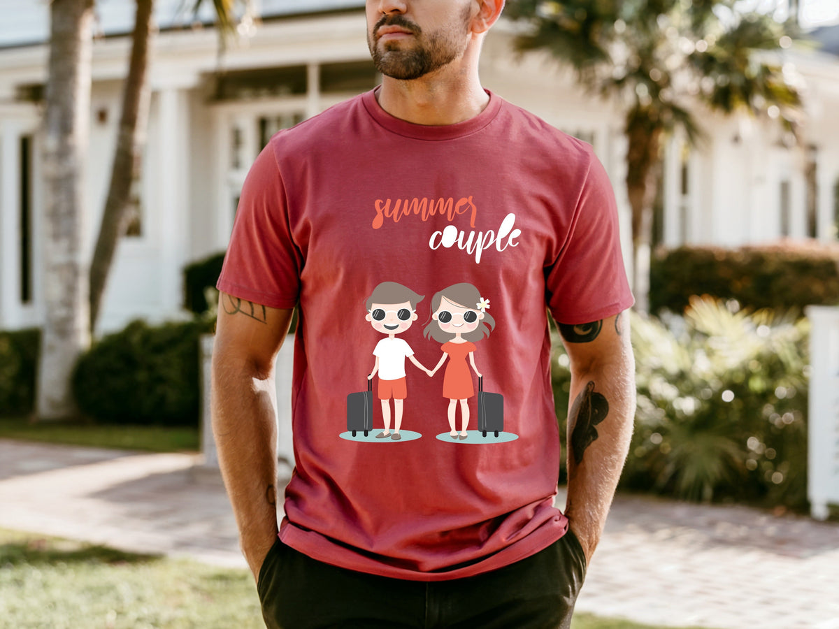 Couple On Vacation Men's Round Neck Loose Short Sleeve