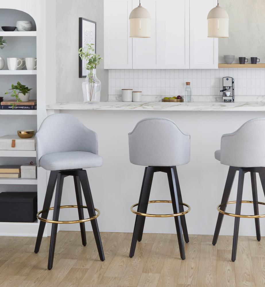 Elegant Swivel Stools with Decorative Metal Accents