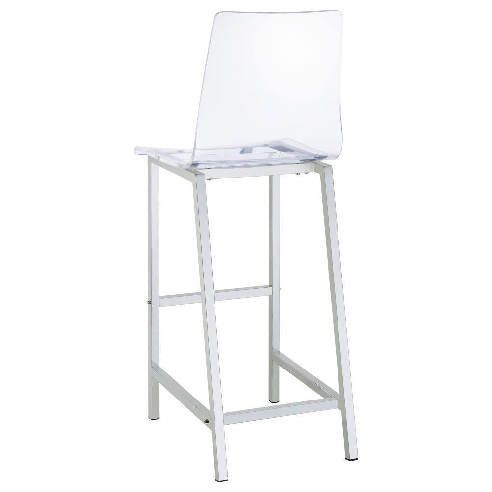Modern Clear Bar Stools with Polished Chrome Metal Legs