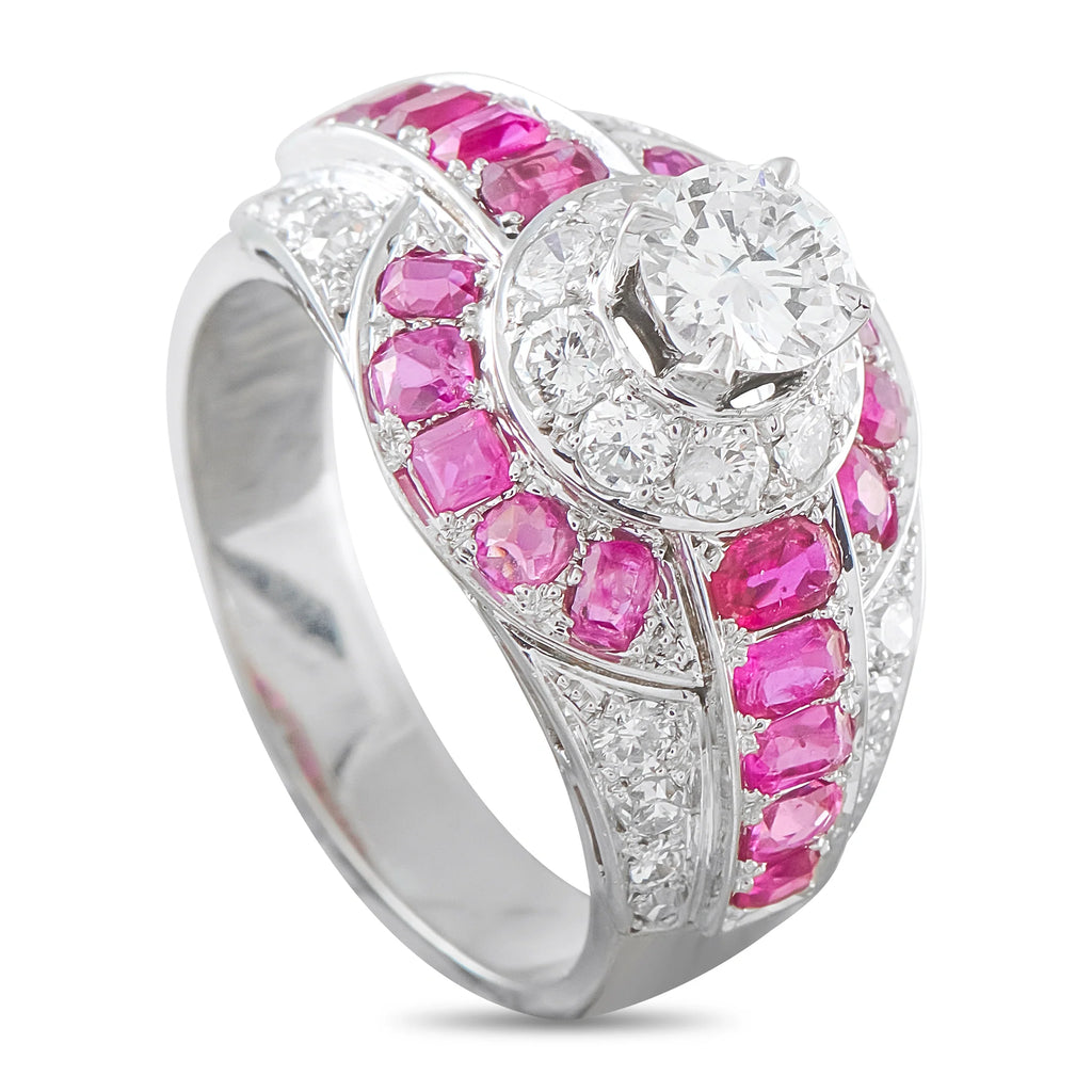 LB Exclusive 18K White Gold 1.47ct Diamond and Ruby Ring MF07-081126