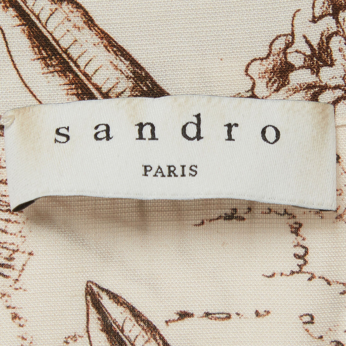 Sandro Beige Safari Print Cotton Belted Jaine Jumpsuit