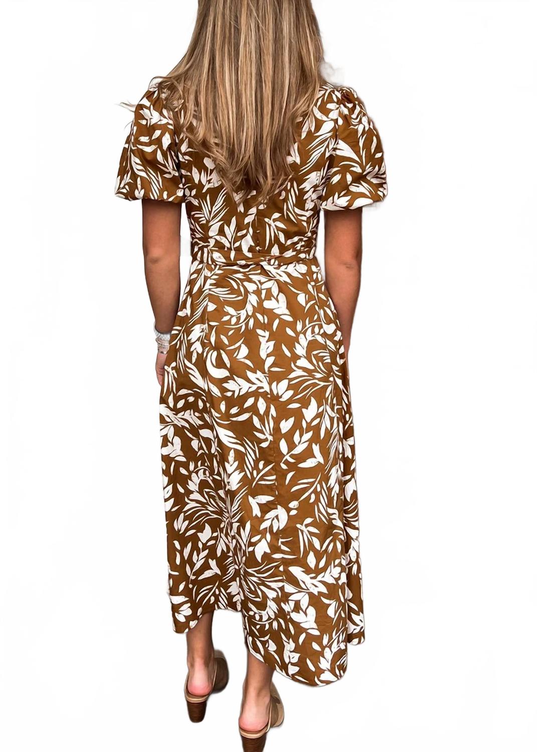 Tropical Maxi Dress In Brown