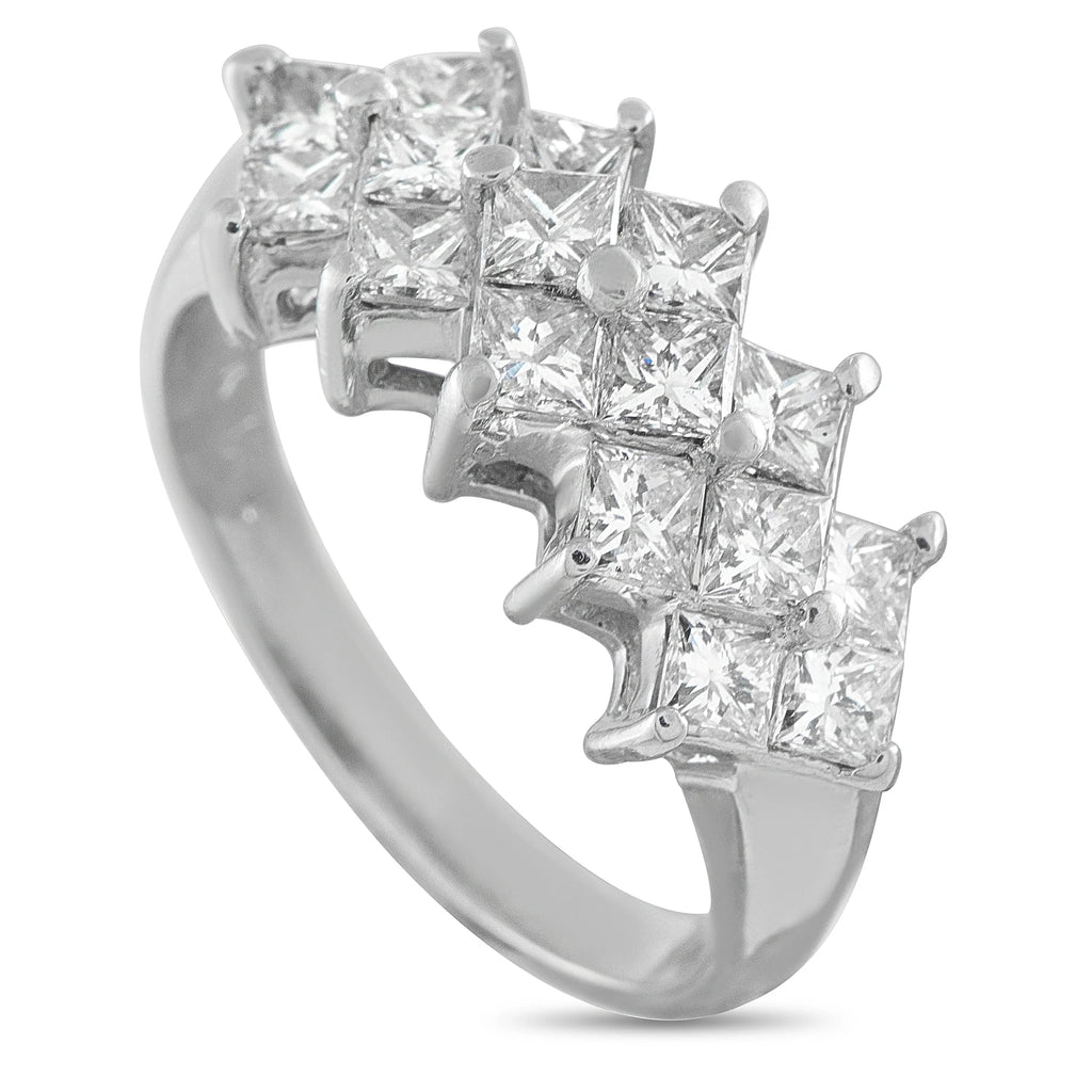 LB Exclusive 14K White Gold 2.40ct Diamond Princess-Cut Cluster Ring MF27-070226