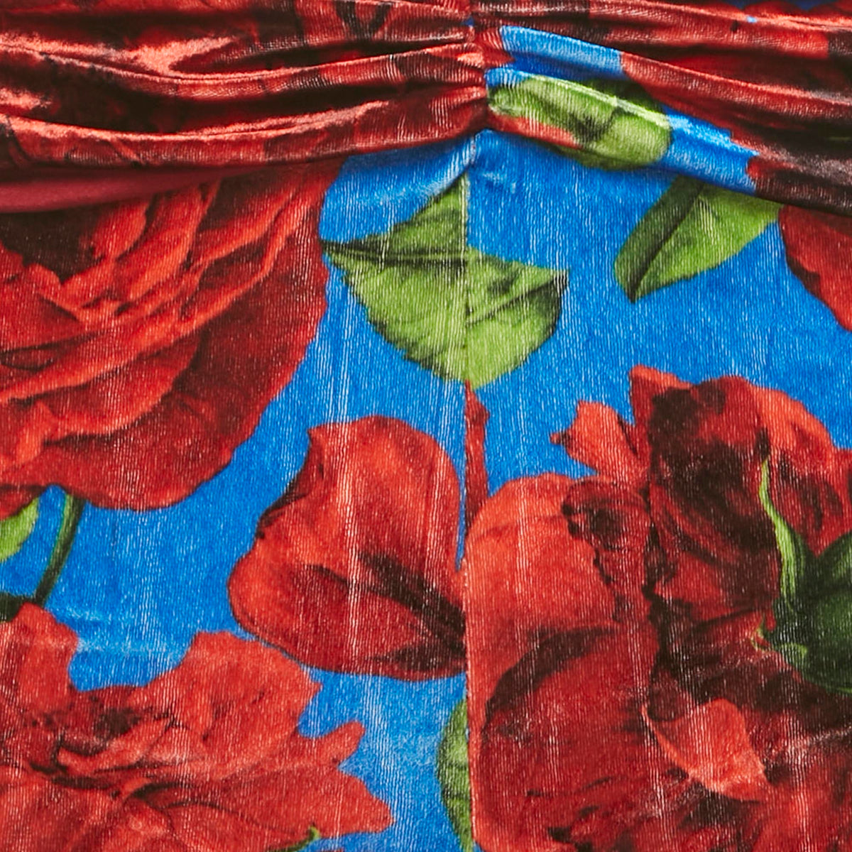 Magda Butrym Multicolor/red Rose Print Velvet Drape Detail Leggings