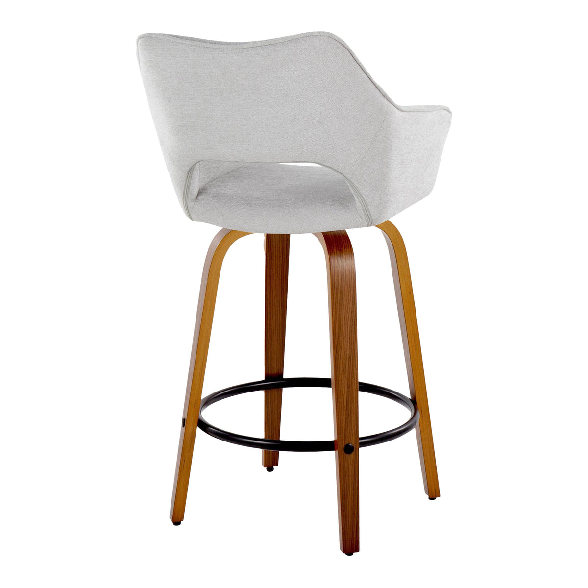 Contemporary Swivel Counter Stools with Round Footrests Set of 2