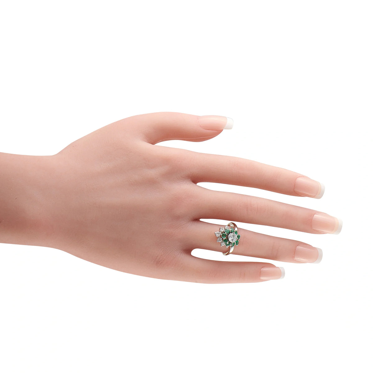 LB Exclusive 14K White Gold 0.90ct Diamond and Emerald Ring MF21-080426