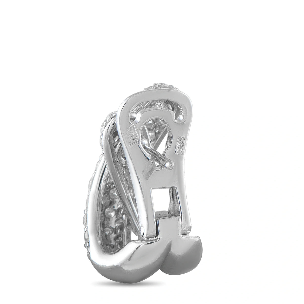 LB Exclusive 18K White Gold 3.33ct Diamond Crossover Earrings MF27-070926