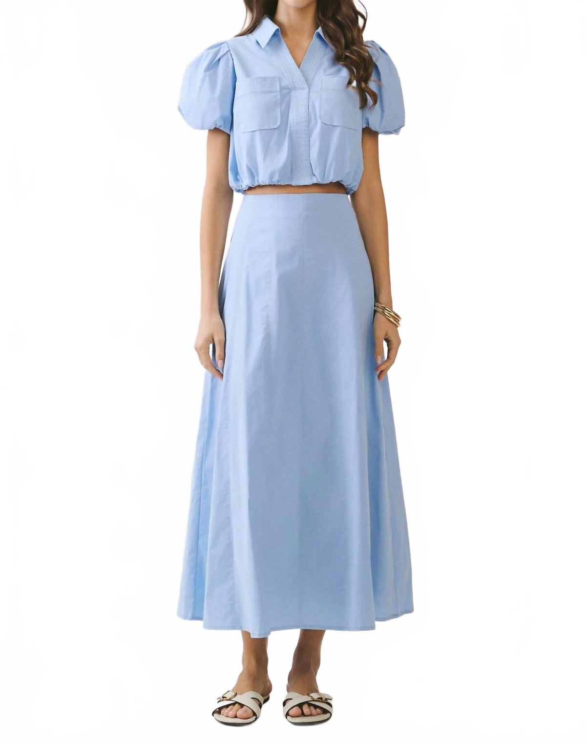 Solid Rules Maxi Skirt In Baby Blue