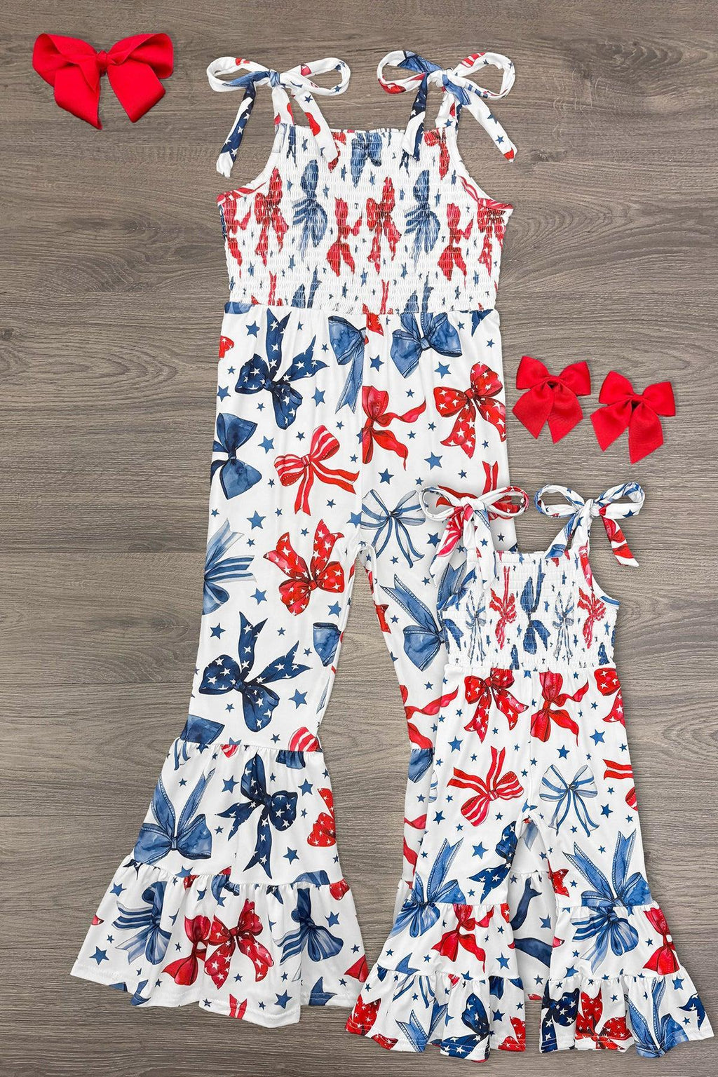 Mom & Me - Red White & Blue Bow Jumpsuit