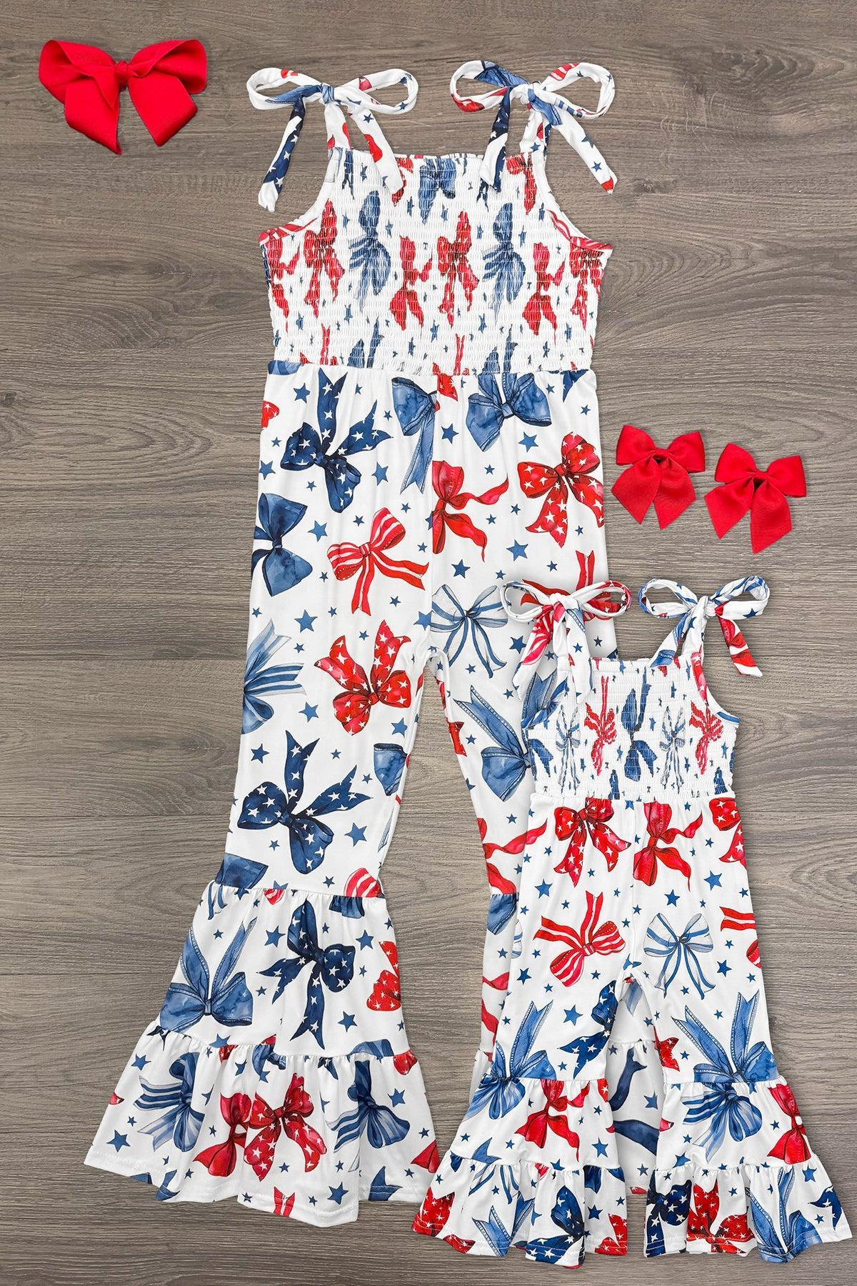 Mom & Me - Red White & Blue Bow Jumpsuit
