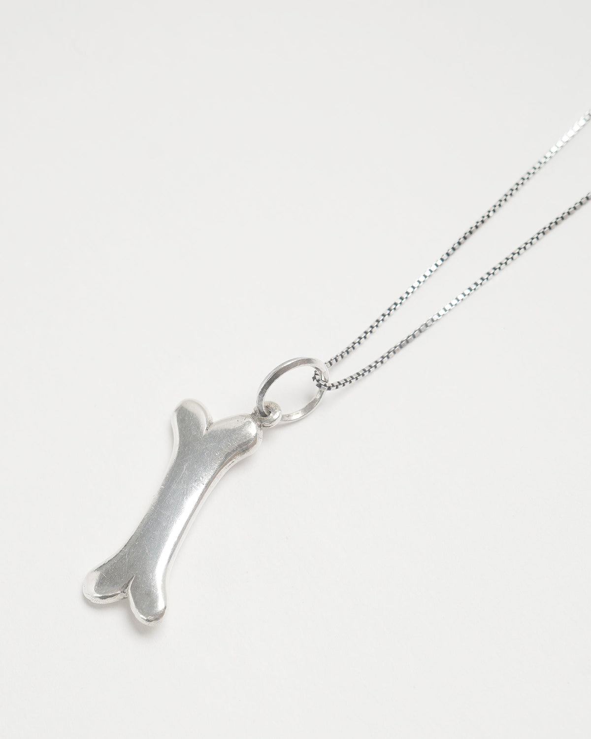 Silver Chain Necklace w/ Dog Bone Charm