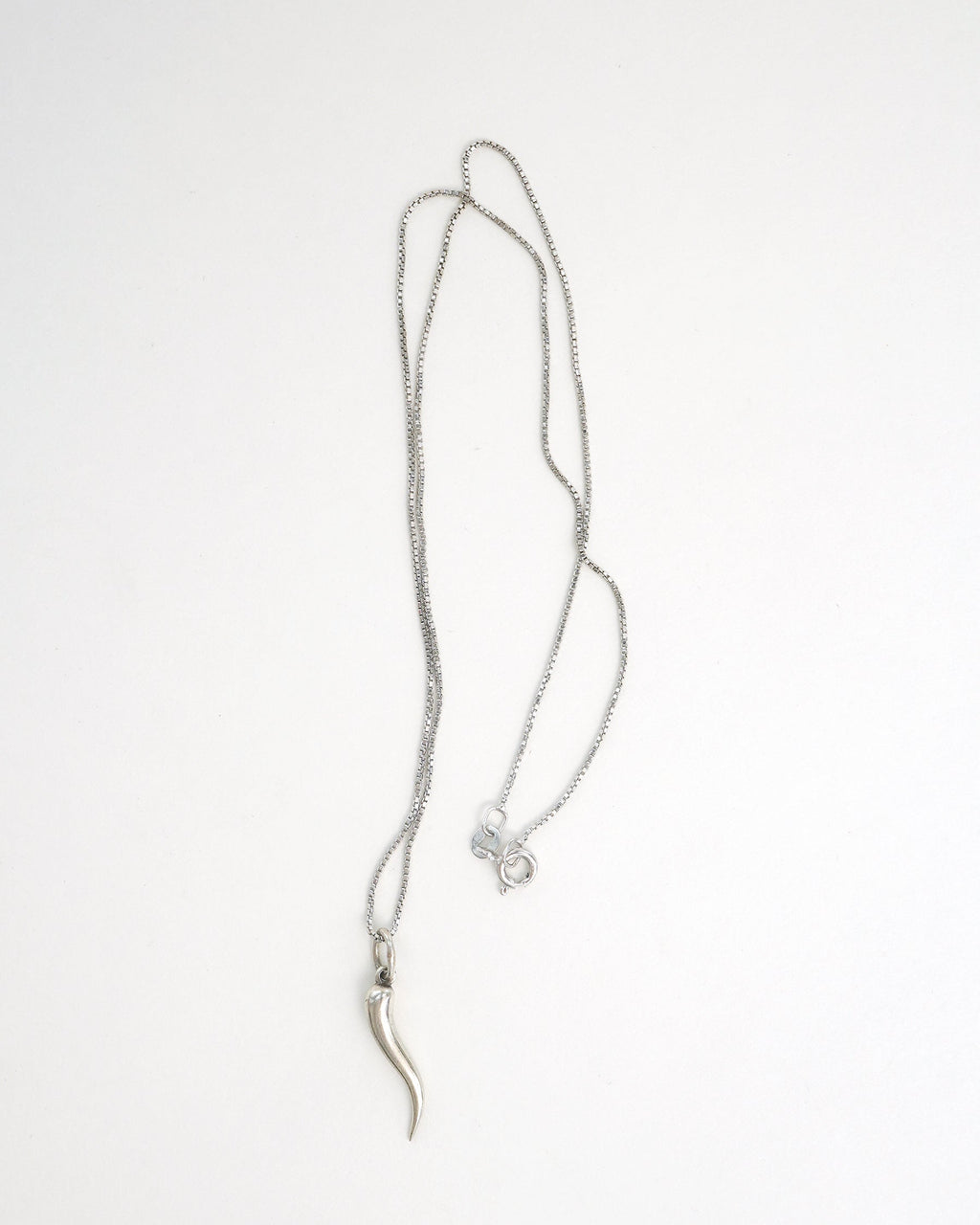 Silver Chain Necklace w/ Horn Charm