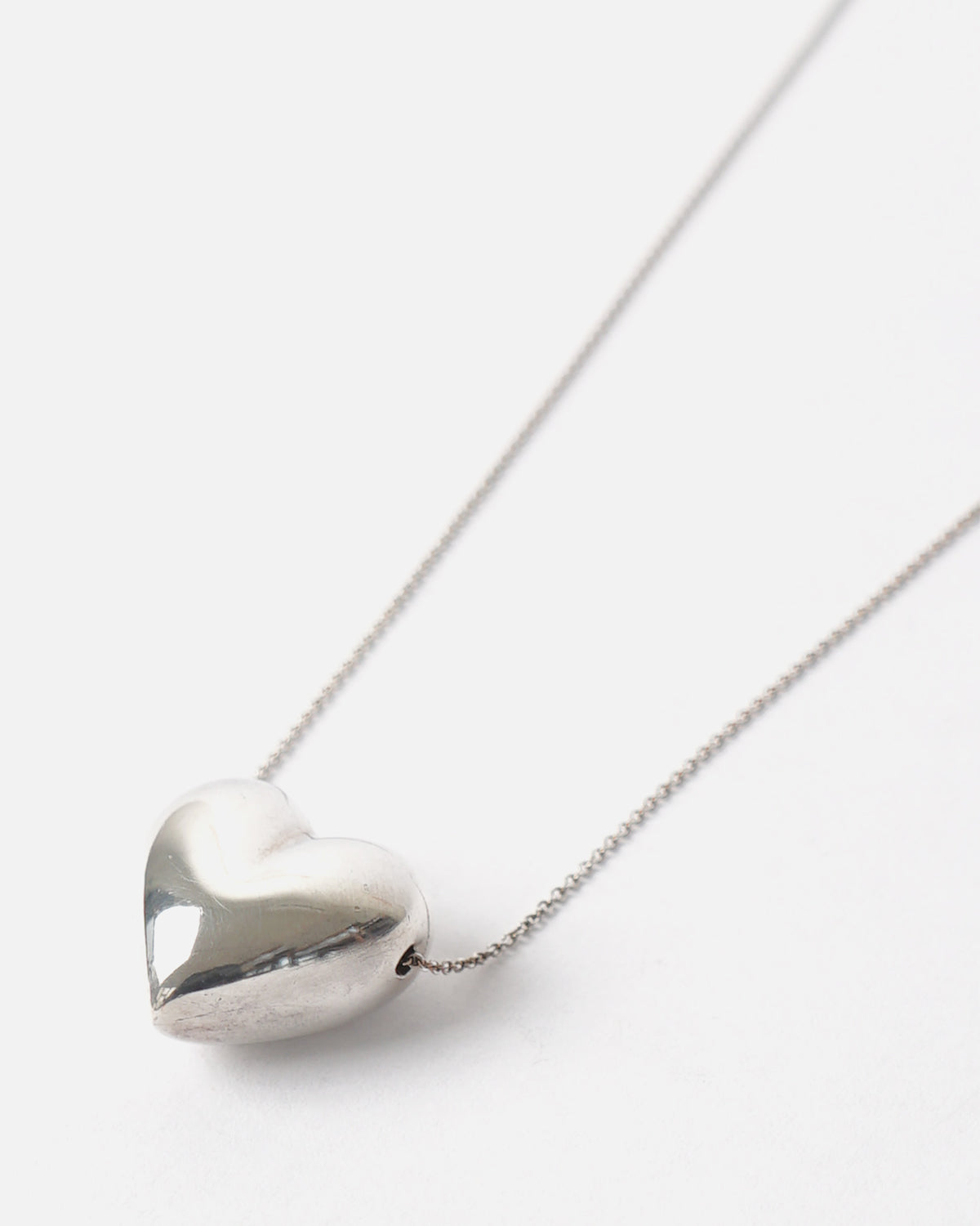 Silver Puffy Heart Necklace