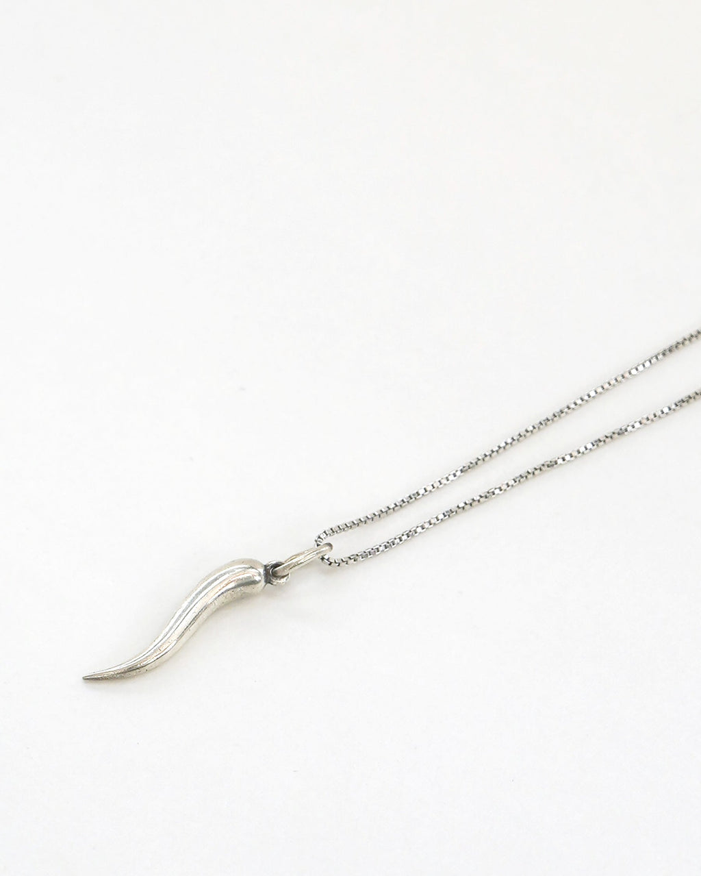 Silver Chain Necklace w/ Horn Charm