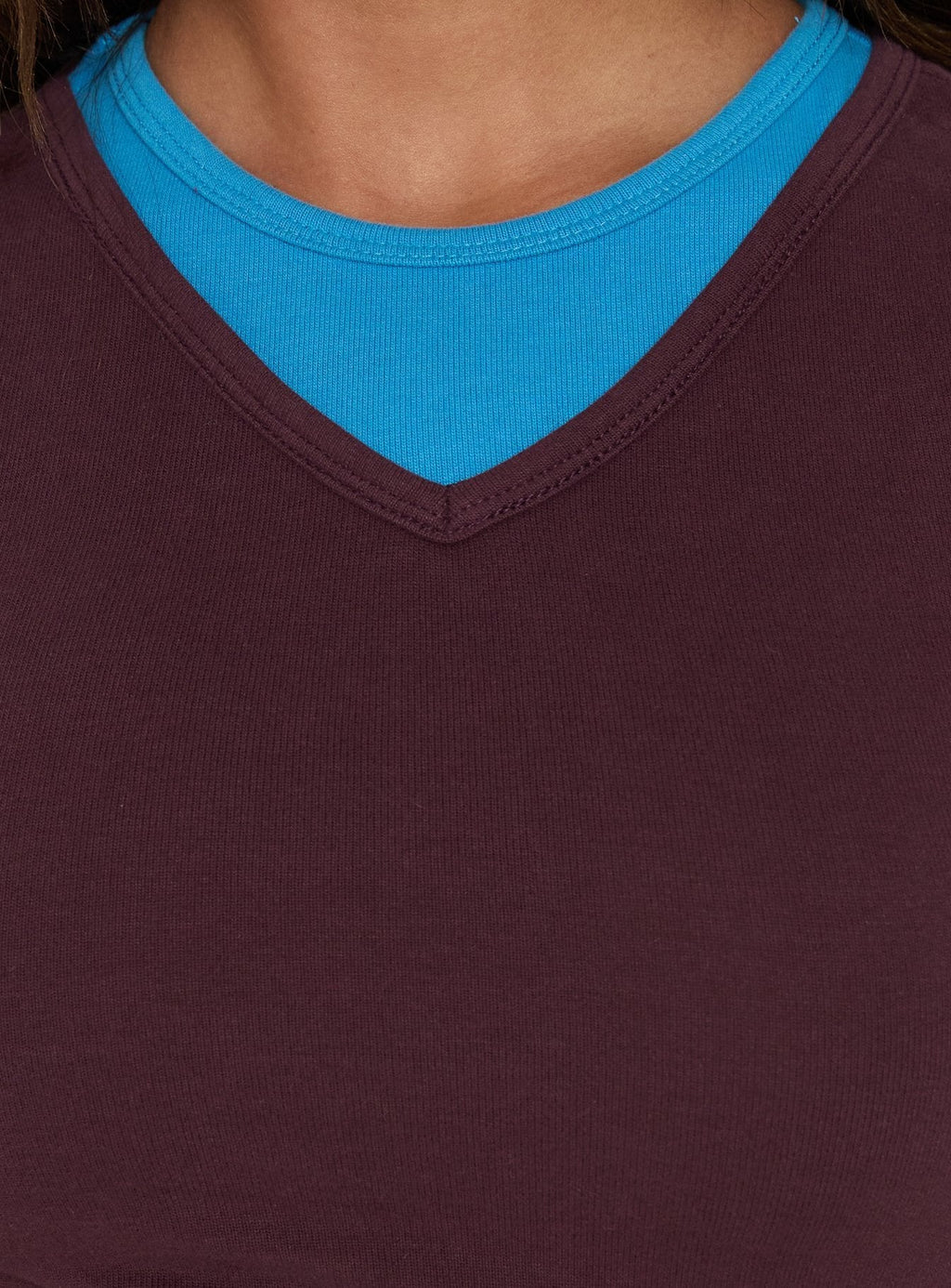 Briellah Layered 3/4 Sleeve Top Plum / Blue