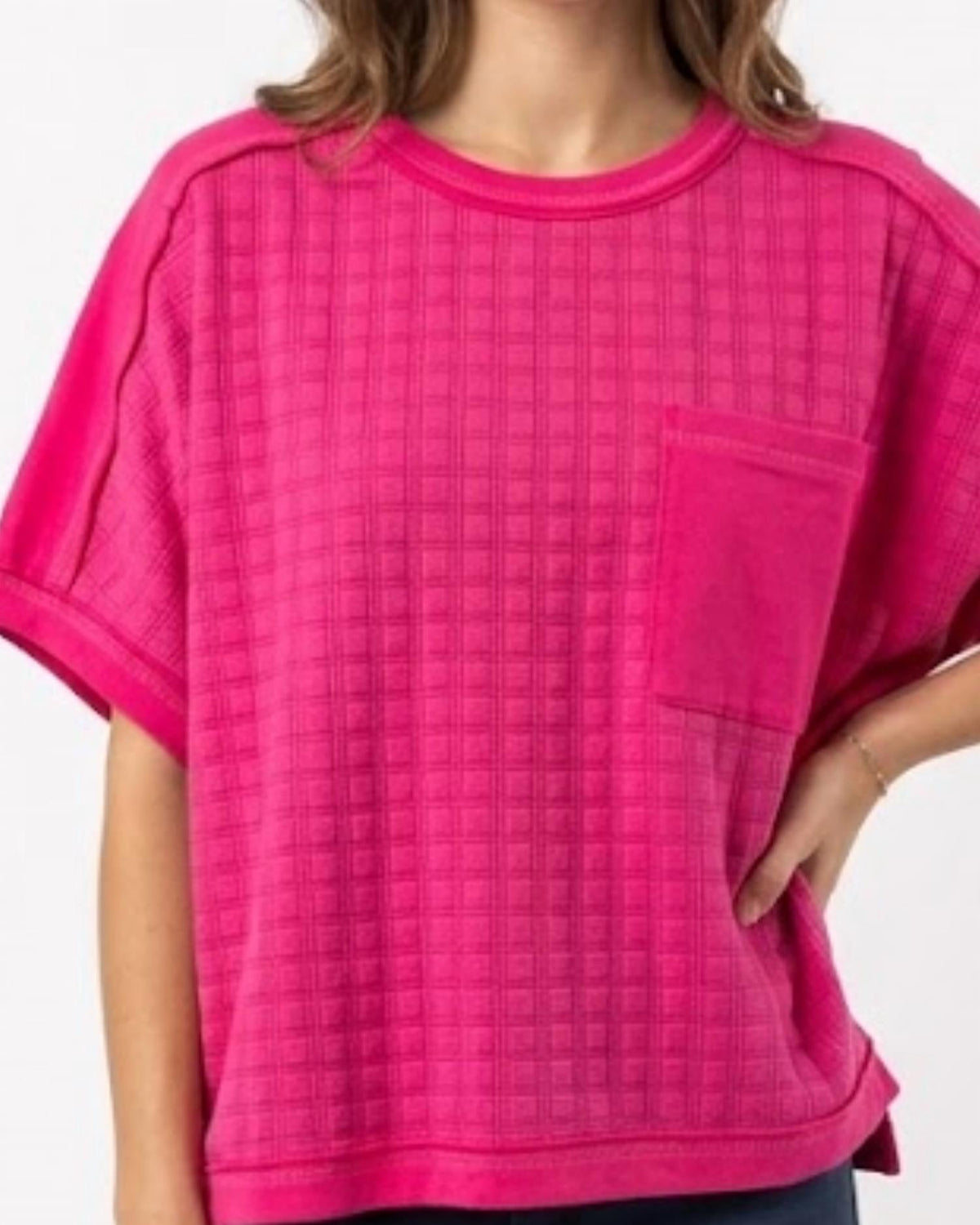 Tiny Squares Tee In Fuchsia