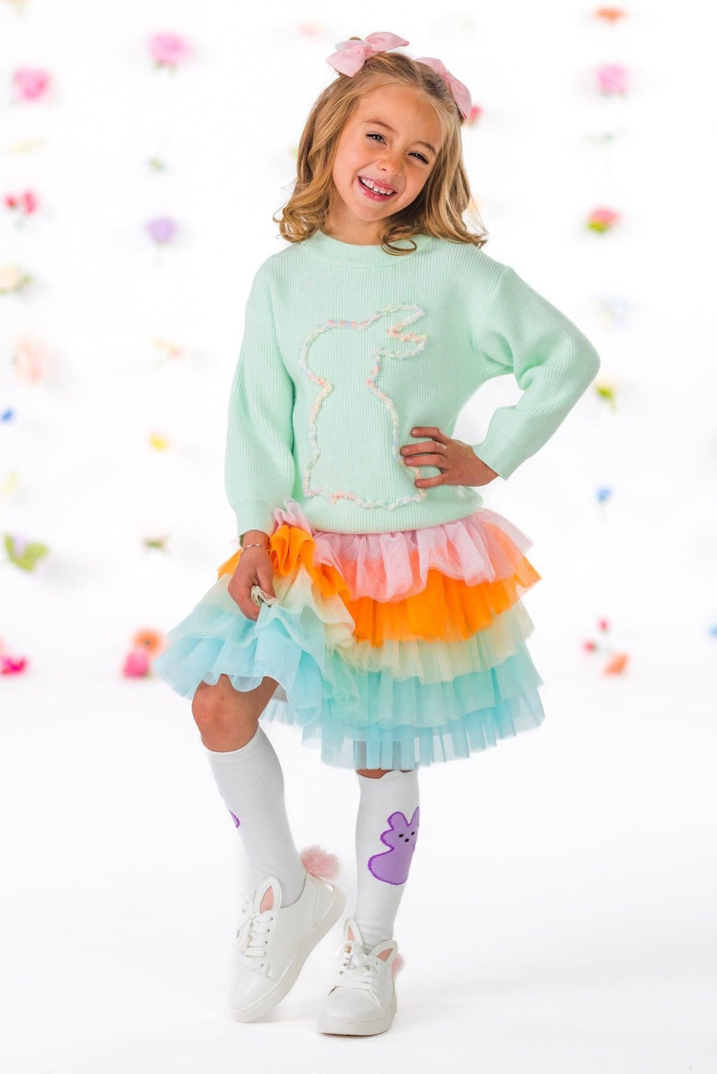 Mint Knit Bunny Tutu Skirt Set